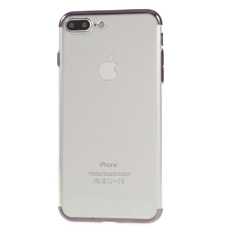 POPPHONE Plating Clear TPU Protective Case for iPhone 7 Plus - Black-2