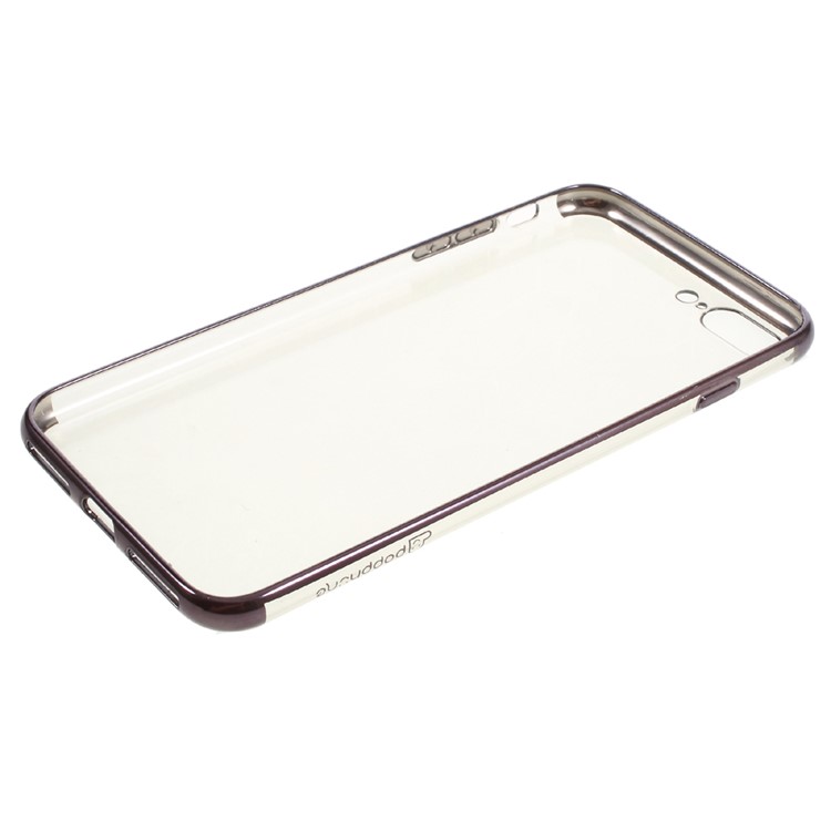 POPPHONE Plating Clear TPU Protective Case for iPhone 7 Plus - Black-5