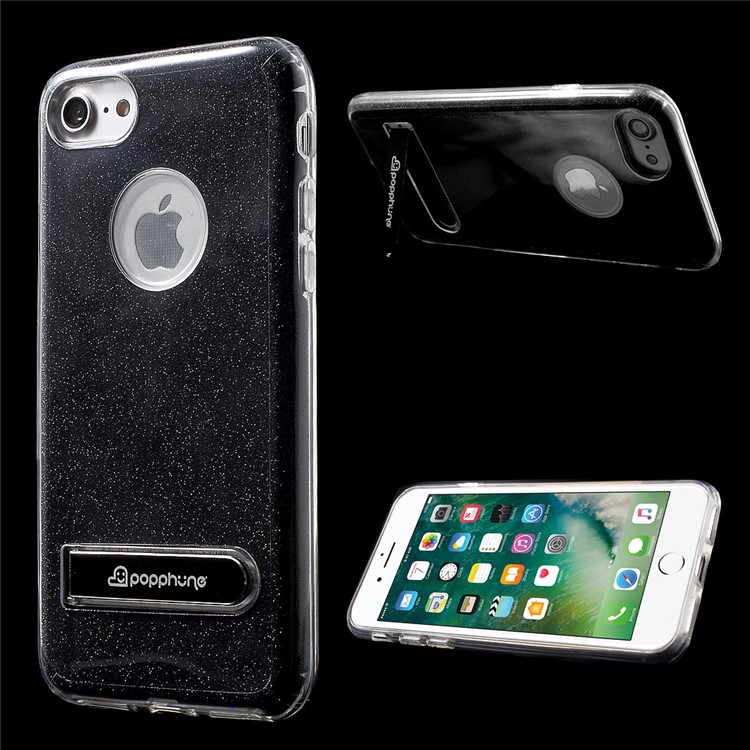 POPPHONE Melos Series for iPhone 7 Flash Powder PC TPU Hybrid Case - Black-1