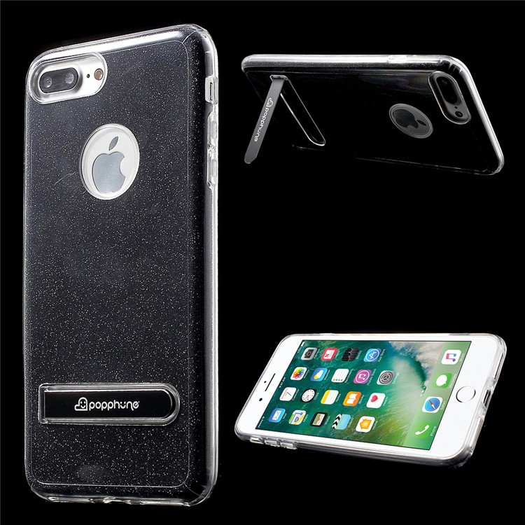 POPPHONE Melos Series for iPhone 7 Plus Flash Powder PC TPU Kickstand Case - Black-1