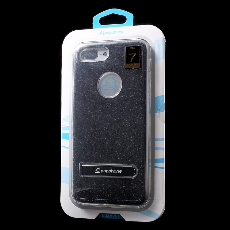 POPPHONE Melos Series for iPhone 7 Plus Flash Powder PC TPU Kickstand Case - Black-9