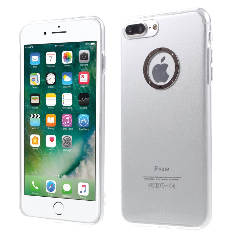 POPPHONE Waite Series for iPhone 7 Plus Clear PC TPU Hybrid Back Case - Grey-1