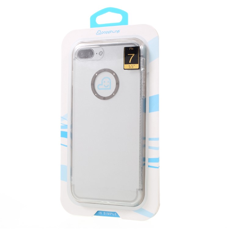 POPPHONE Waite Series for iPhone 7 Plus Clear PC TPU Hybrid Back Case - Grey-6