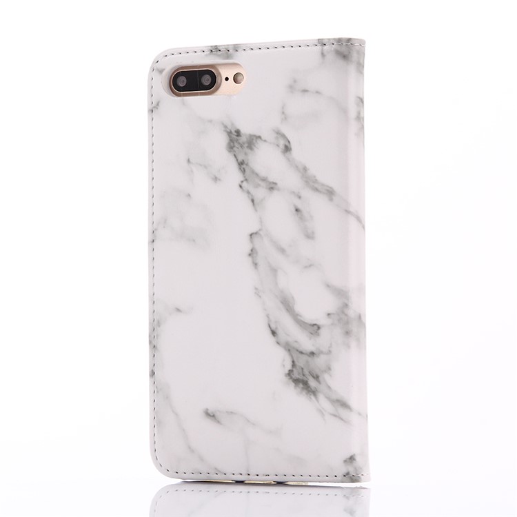 Housse de porte en cuir marbré en cuir pour iPhone 8 Plus / 7 Plus - blanc-2