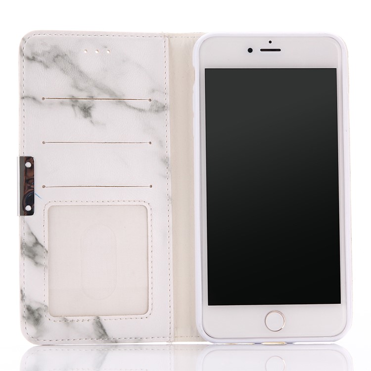 Housse de porte en cuir marbré en cuir pour iPhone 8 Plus / 7 Plus - blanc-4