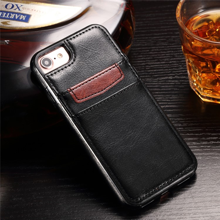 

Crazy Horse Leather Coated TPU Case for iPhone 8 / iPhone 7 4.7 with Card Slots - Black, iPhone 8 4.7 inch