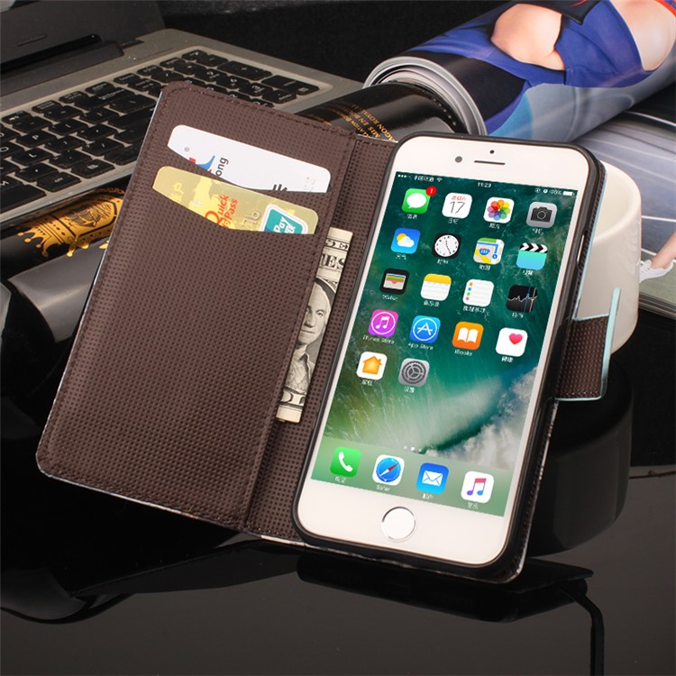 Pattern Printing Leather Wallet Stand Case for iPhone 7 4.7 - Red Bicycle-2