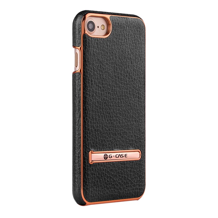 G-CASE Plated Leather Coated Hard Case for iPhone 7 4.7 inch with Kickstand - Black-2