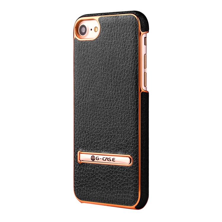 G-CASE Plated Leather Coated Hard Case for iPhone 7 4.7 inch with Kickstand - Black-3