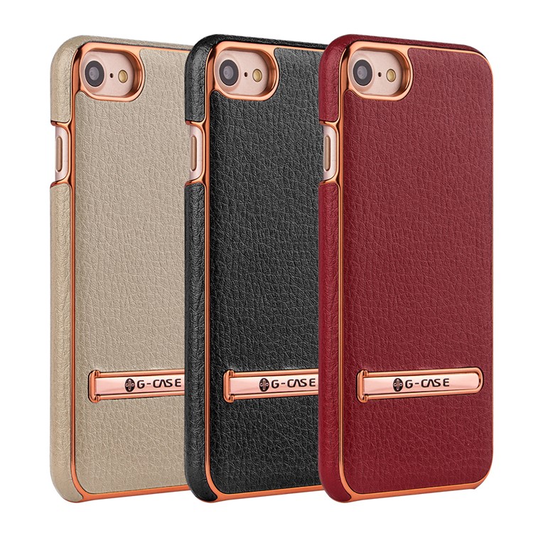 G-CASE Plated Leather Coated Hard Case for iPhone 7 4.7 inch with Kickstand - Black-7