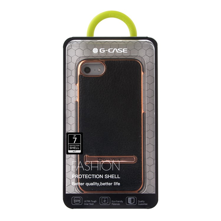 G-CASE Plated Leather Coated Hard Case for iPhone 7 4.7 inch with Kickstand - Black-9