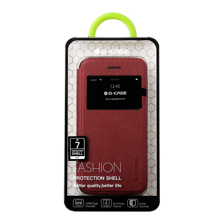 G-CASE Duke Series for iPhone 7 View Window Leather Case - Black-11