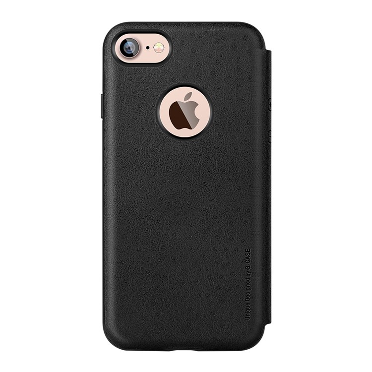 G-CASE Duke Series for iPhone 7 View Window Leather Case - Black-2
