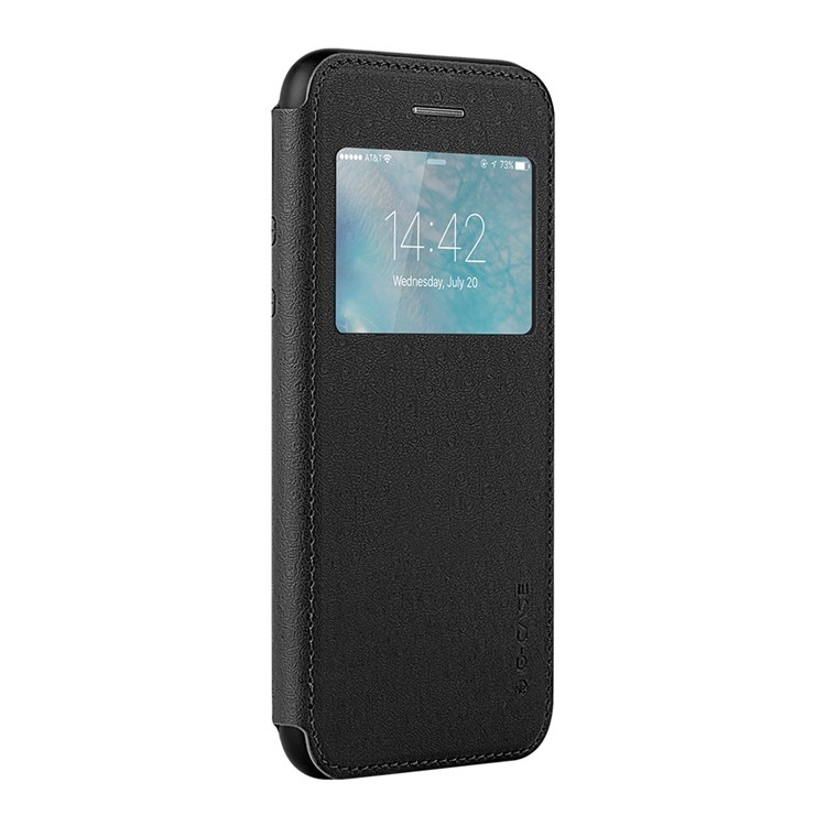 G-CASE Duke Series for iPhone 7 View Window Leather Case - Black-3