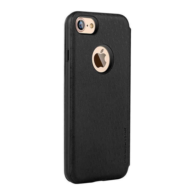 G-CASE Duke Series for iPhone 7 View Window Leather Case - Black-4