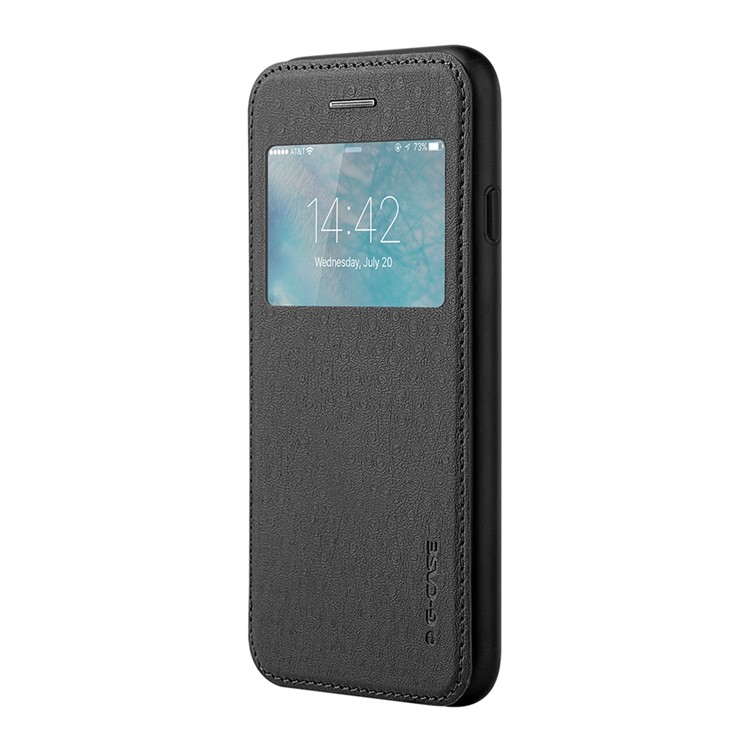 G-CASE Duke Series for iPhone 7 View Window Leather Case - Black-5