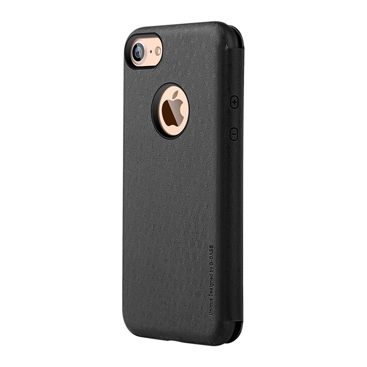 G-CASE Duke Series for iPhone 7 View Window Leather Case - Black-6