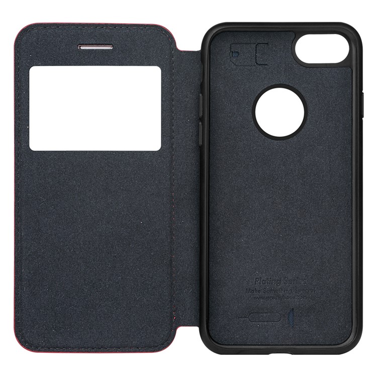 G-CASE Duke Series for iPhone 7 View Window Leather Case - Black-7