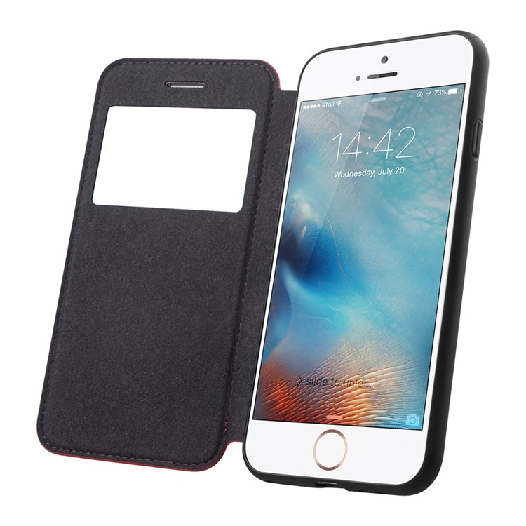 G-CASE Duke Series for iPhone 7 View Window Leather Case - Black-8