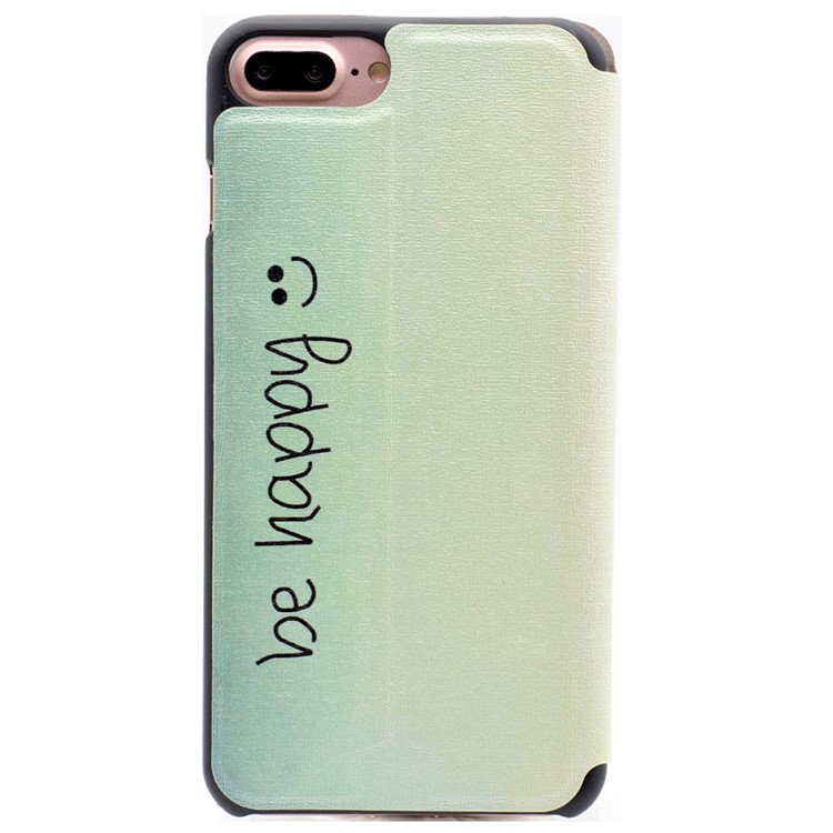 View Window Leather Stand Case for iPhone 7 Plus 5.5 - Be Happy and Smile Pattern-2