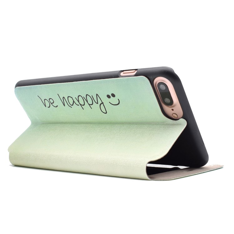 View Window Leather Stand Case for iPhone 7 Plus 5.5 - Be Happy and Smile Pattern-3
