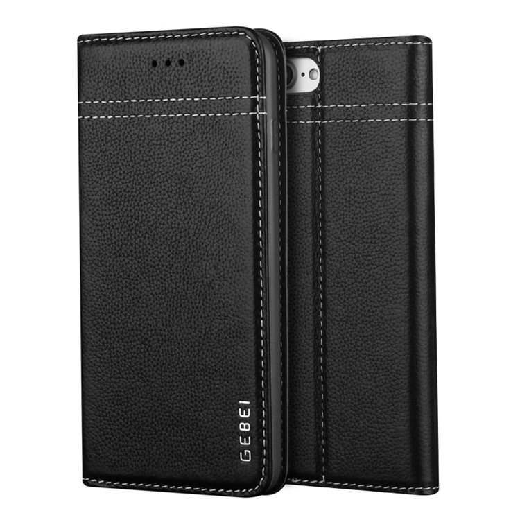 GEBEI Card Holder Genuine Leather Case for iPhone 7 Plus - Black-1