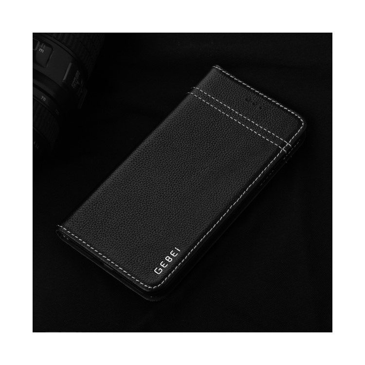 GEBEI Card Holder Genuine Leather Case for iPhone 7 Plus - Black-2