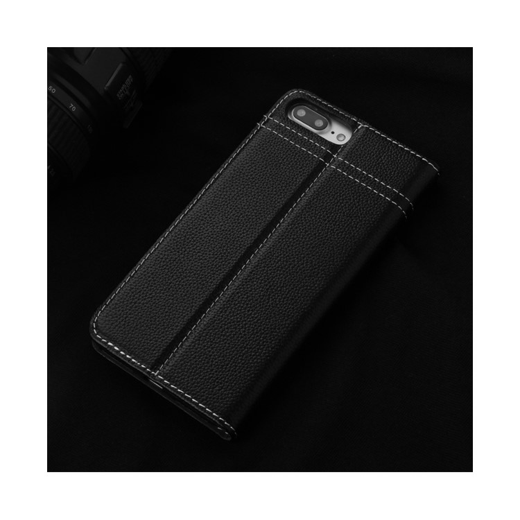 GEBEI Card Holder Genuine Leather Case for iPhone 7 Plus - Black-3