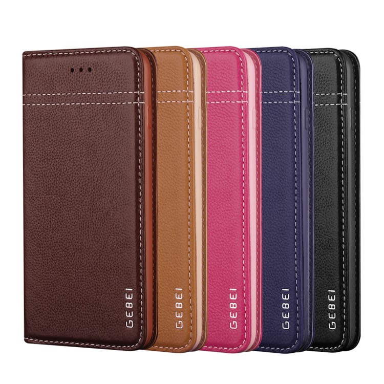 GEBEI Card Holder Genuine Leather Case for iPhone 7 Plus - Black-4
