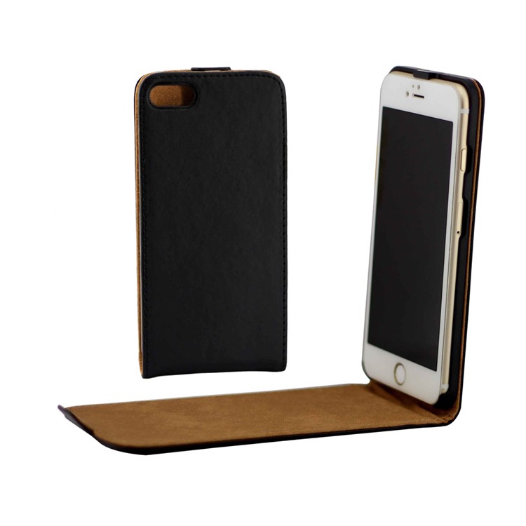 Up-down Vertical Flip Leather Case for iPhone 7 4.7 inch - Black-1