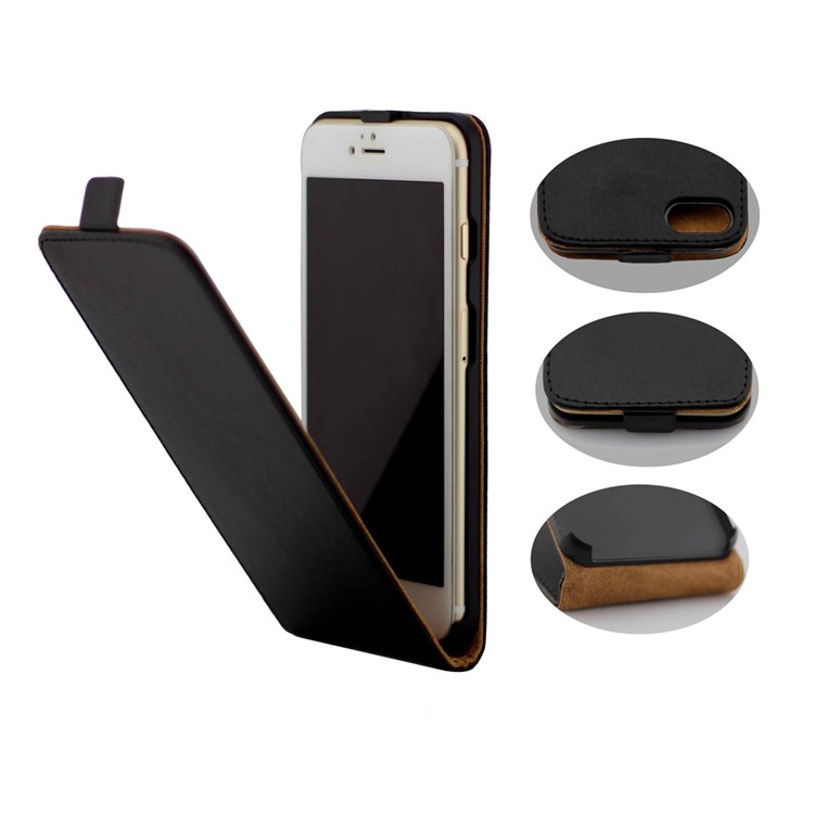 Up-down Vertical Flip Leather Case for iPhone 7 4.7 inch - Black-2