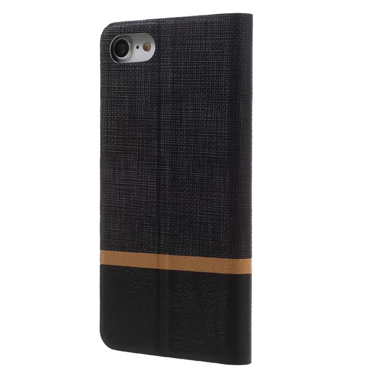 Cross Texture Stand Leather Case for iPhone 7 Built-in Steel Sheet - Black-2