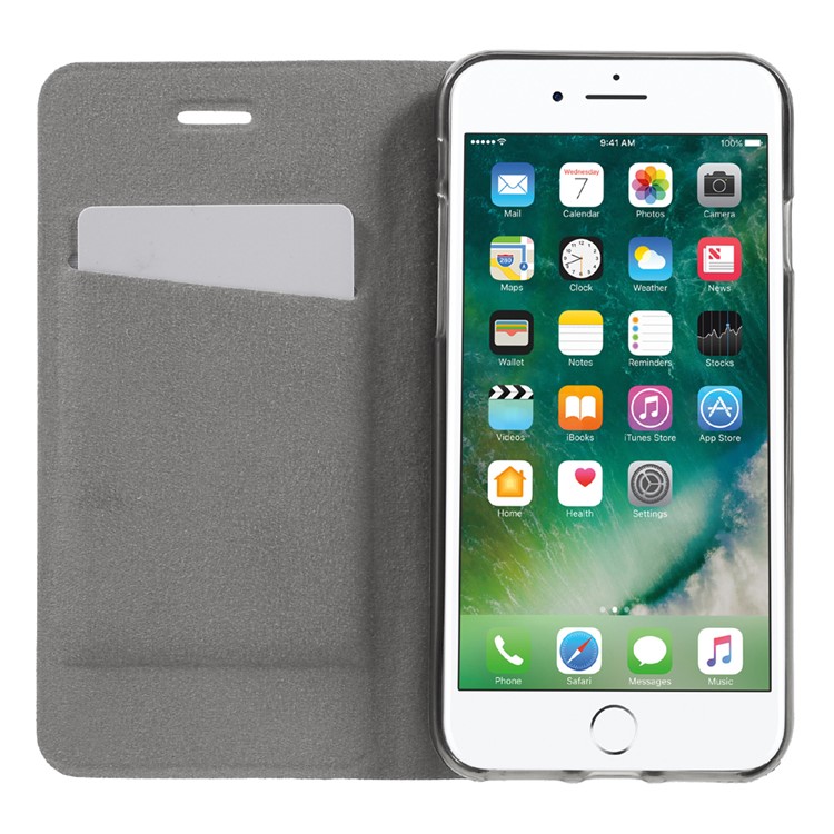 Cross Texture Stand Leather Case for iPhone 7 Built-in Steel Sheet - Black-6