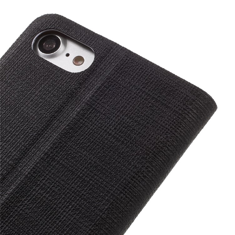 Cross Texture Stand Leather Case for iPhone 7 Built-in Steel Sheet - Black-8