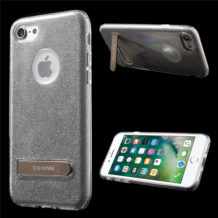 G-CASE Glittery 3-In-1 Kickstand TPU + PC Case for iPhone 7 4.7 Inch - Silver-1