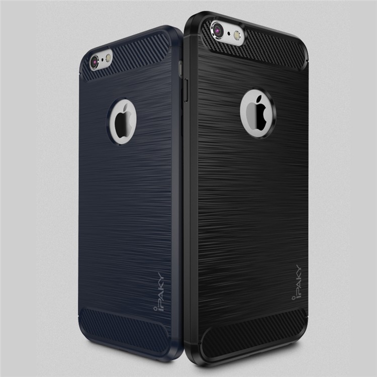 IPAKY for iPhone 6s 6 Drop-proof Brushed TPU Case with Carbon Fiber Decorated - Black-2