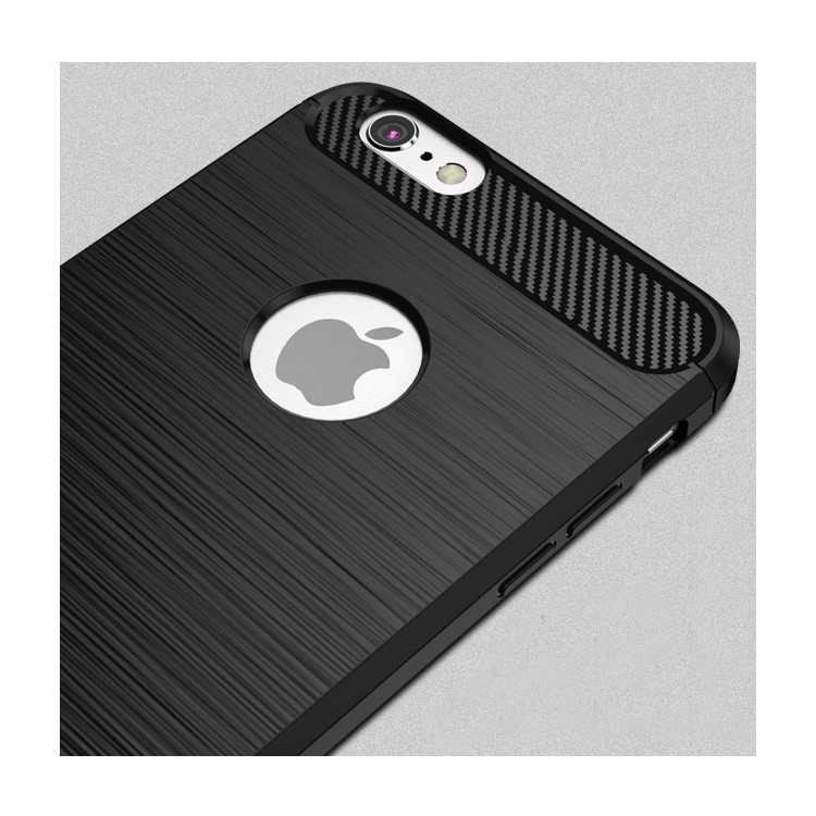 IPAKY for iPhone 6s 6 Drop-proof Brushed TPU Case with Carbon Fiber Decorated - Black-4