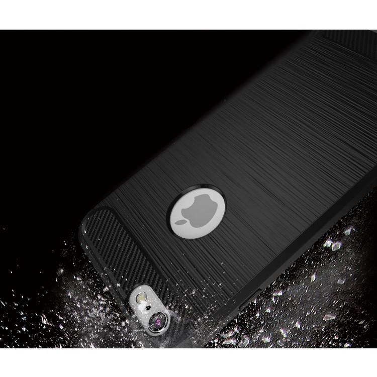 IPAKY for iPhone 6s 6 Drop-proof Brushed TPU Case with Carbon Fiber Decorated - Black-5