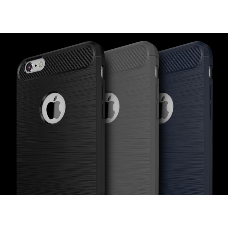 IPAKY for iPhone 6s 6 Drop-proof Brushed TPU Case with Carbon Fiber Decorated - Black-6
