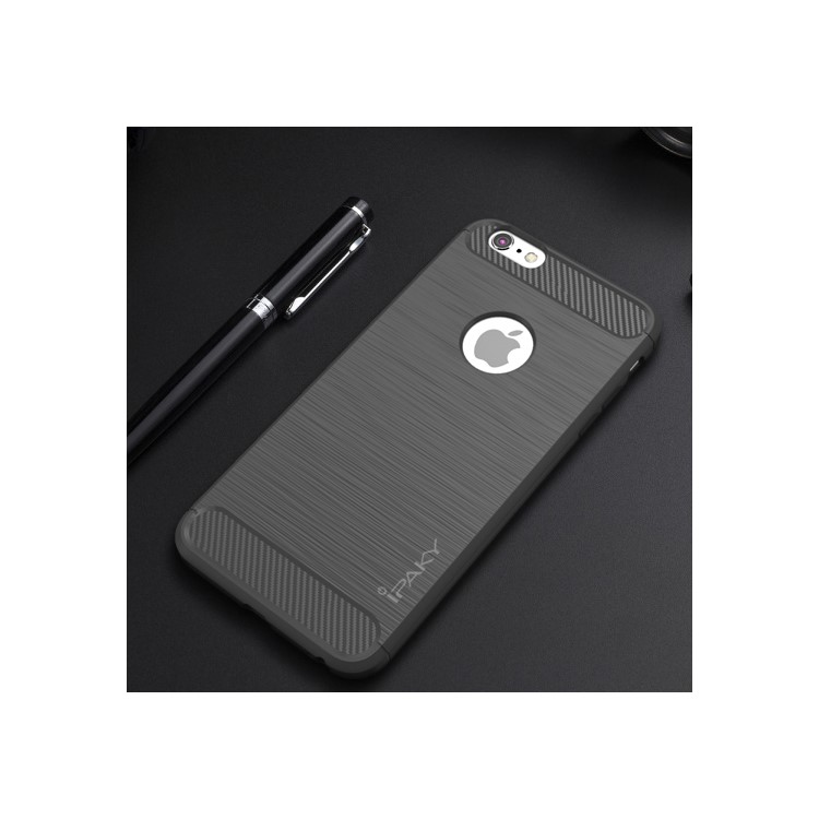 

IPAKY for iPhone 6s 6 Brushed Soft TPU Cover with Carbon Fiber Decorated - Grey, iPhone 6s 4.7-inch