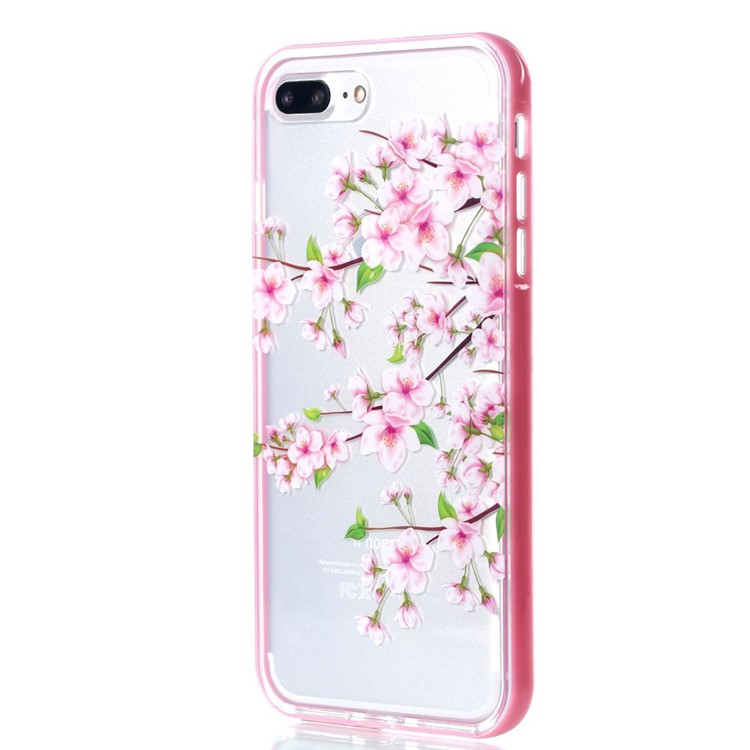 Detachable 2-in-1 PC Bumper + Clear IMD TPU Case for iPhone 7 Plus 5.5 - Peach Flowers-2