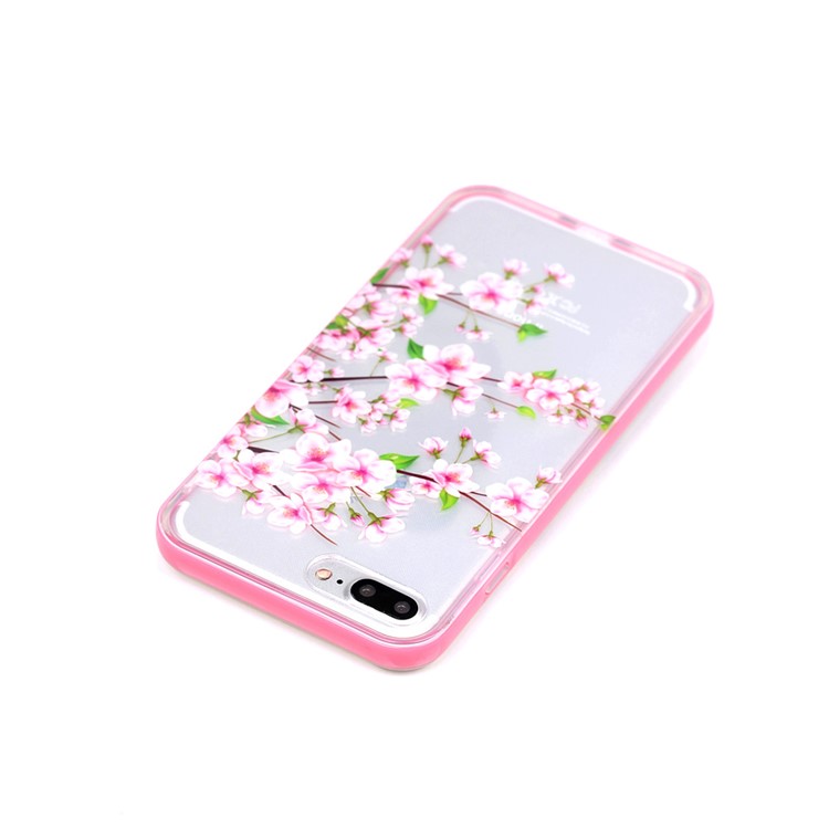 Detachable 2-in-1 PC Bumper + Clear IMD TPU Case for iPhone 7 Plus 5.5 - Peach Flowers-3