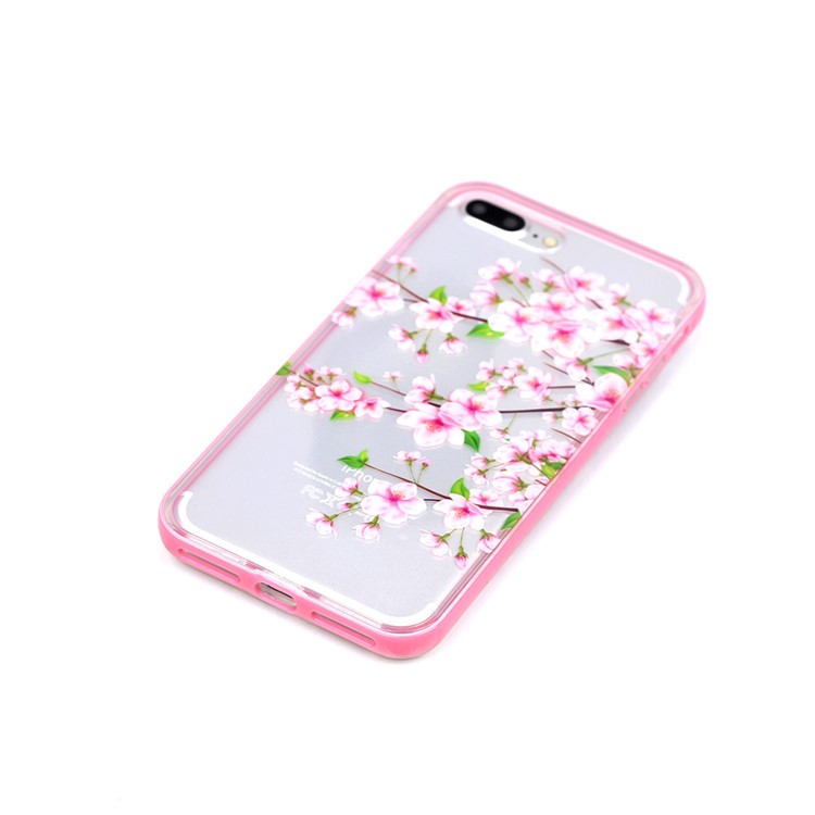 Detachable 2-in-1 PC Bumper + Clear IMD TPU Case for iPhone 7 Plus 5.5 - Peach Flowers-4