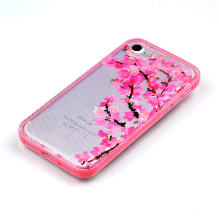 Patterned TPU + PC Frame Hybrid IMD Case for iPhone 7 - Plum Blossom-3