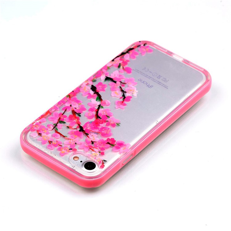 Patterned TPU + PC Frame Hybrid IMD Case for iPhone 7 - Plum Blossom-4