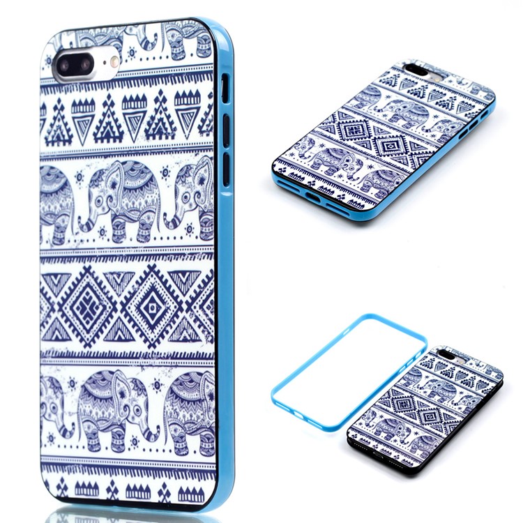 Detachable 2-in-1 PC Bumper + IMD Patterned TPU Case for iPhone 7 Plus 5.5 - Tribal Elephants-1