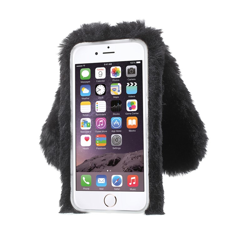 Rabbit Bunny Warm Furry Fur TPU Case for iPhone 6s 6 4.7 inch - Black-2