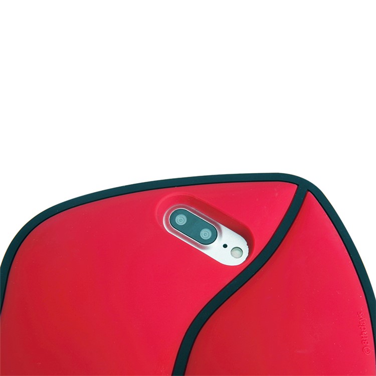 8THDAYS 3D Silicone Protective Bag Case for iPhone 7 Plus 5.5 with Metal Chain - Red Lips-5