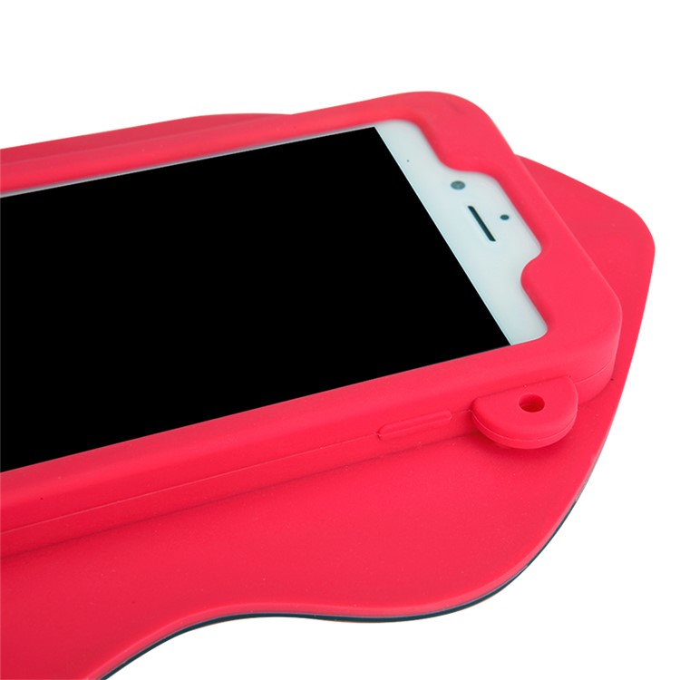 8THDAYS 3D Silicone Protective Bag Case for iPhone 7 4.7 with Metal Chain - Red Lips-10