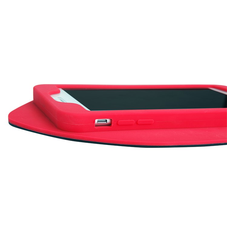 8THDAYS 3D Silicone Protective Bag Case for iPhone 7 4.7 with Metal Chain - Red Lips-11